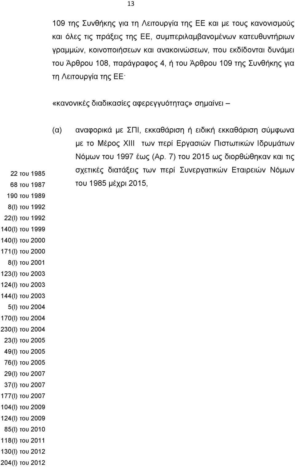 140(I) του 1999 140(I) του 2000 171(I) του 2000 8(I) του 2001 123(I) του 2003 124(I) του 2003 144(I) του 2003 5(I) του 2004 170(I) του 2004 230(I) του 2004 23(I) του 2005 49(I) του 2005 76(I) του