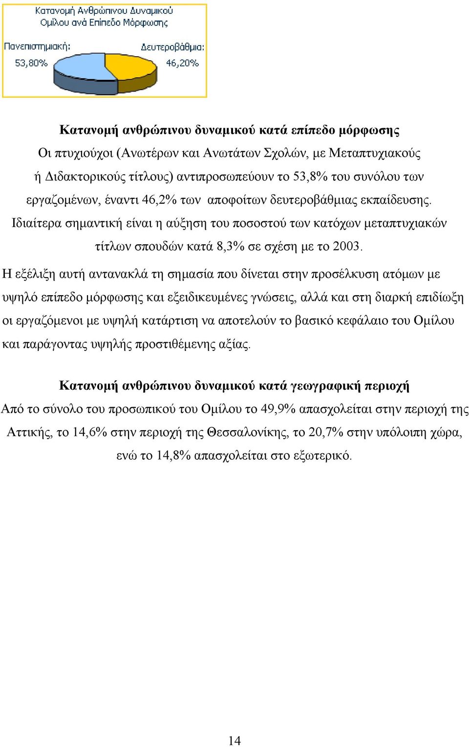 Η εξέλιξη αυτή αντανακλά τη σημασία που δίνεται στην προσέλκυση ατόμων με υψηλό επίπεδο μόρφωσης και εξειδικευμένες γνώσεις, αλλά και στη διαρκή επιδίωξη οι εργαζόμενοι με υψηλή κατάρτιση να