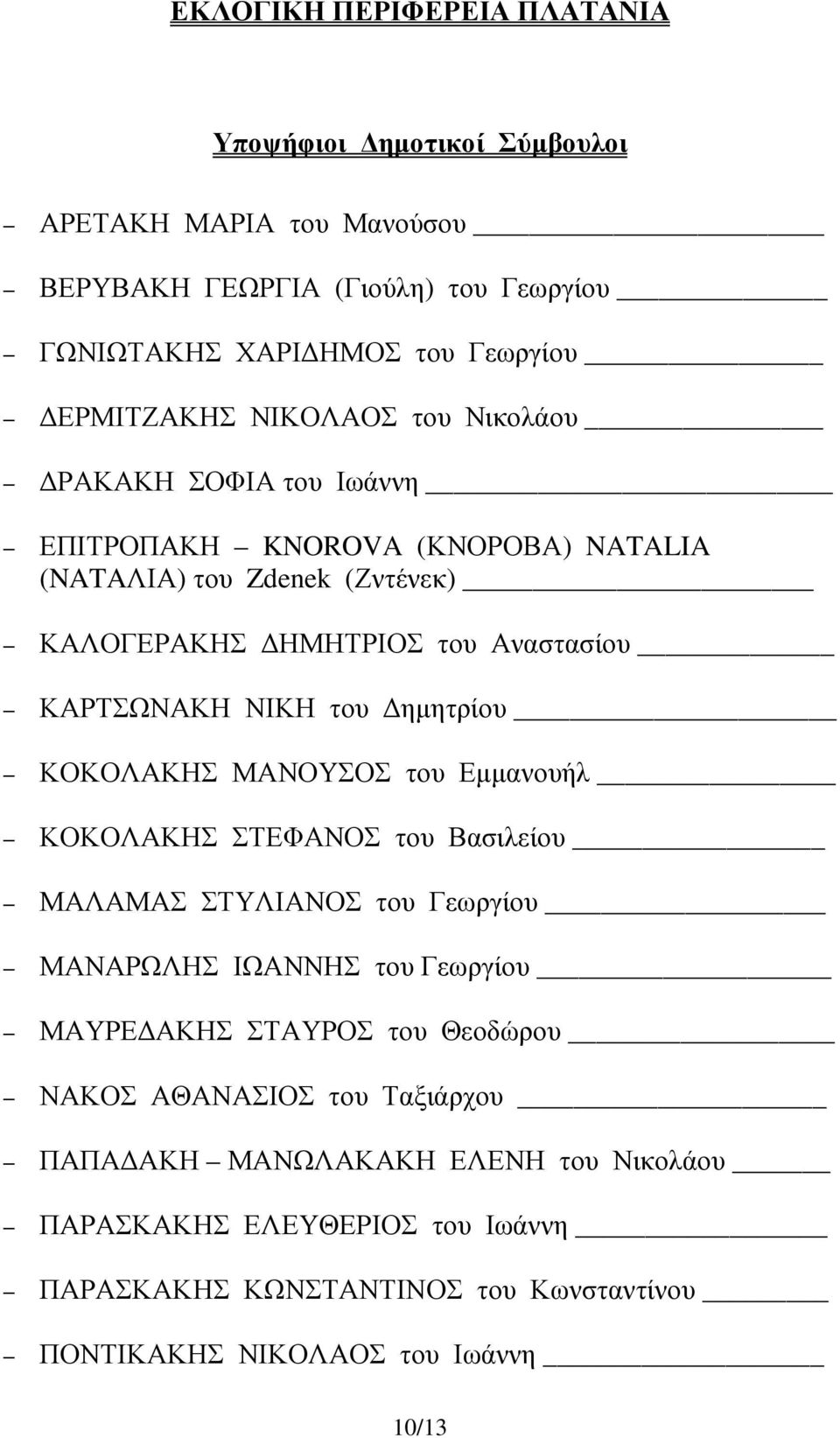 ηµητρίου ΚΟΚΟΛΑΚΗΣ ΜΑΝΟΥΣΟΣ του Εµµανουήλ ΚΟΚΟΛΑΚΗΣ ΣΤΕΦΑΝΟΣ του Βασιλείου ΜΑΛΑΜΑΣ ΣΤΥΛΙΑΝΟΣ του Γεωργίου ΜΑΝΑΡΩΛΗΣ ΙΩΑΝΝΗΣ του Γεωργίου ΜΑΥΡΕ ΑΚΗΣ ΣΤΑΥΡΟΣ του Θεοδώρου