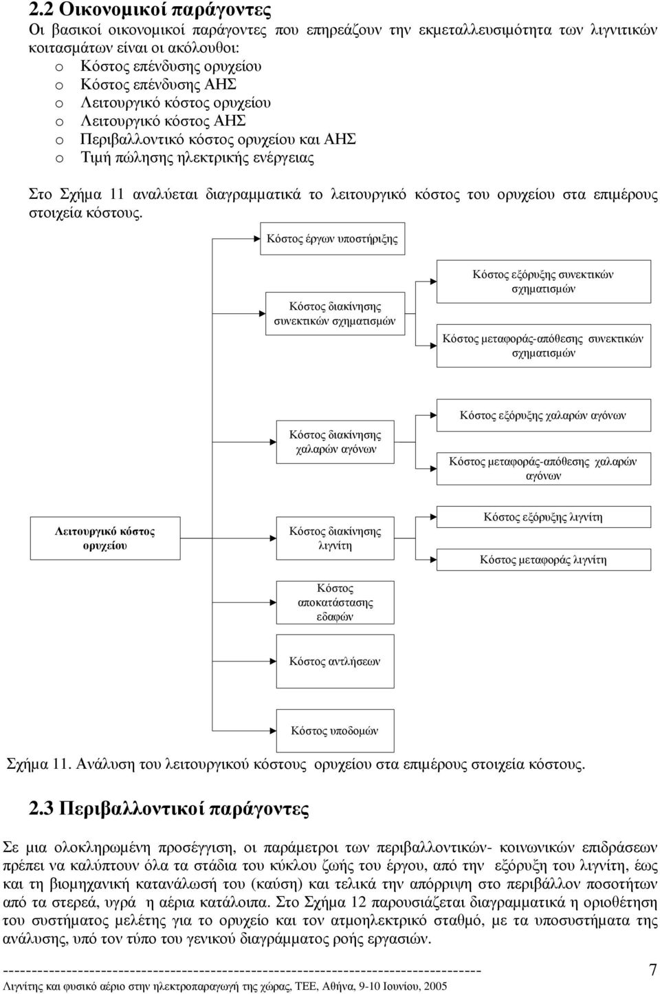 ορυχείου στα επιµέρους στοιχεία κόστους.