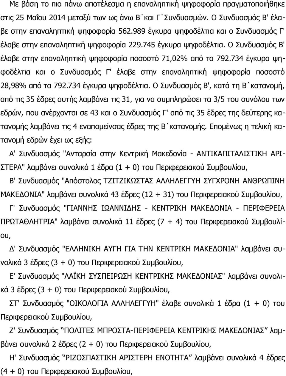 734 έγκυρα ψηφοδέλτια 