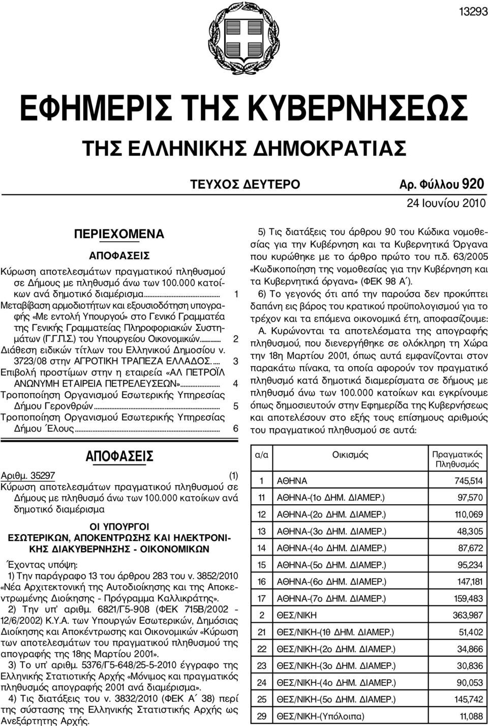 στη µάτων (Γ.Γ.Π.Σ.) του Υπουργείου Οικονοµικών.... 2 ιάθεση ειδικών τίτλων του Ελληνικού ηµοσίου ν. 3723/08 στην ΑΓΡΟΤΙΚΗ ΤΡΑΠΕΖΑ ΕΛΛΑ ΟΣ.