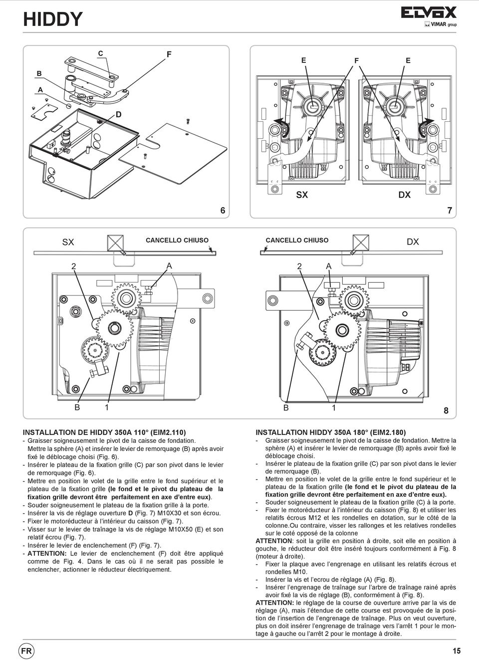 - Insérer le plateau de la fixation grille (C) par son pivot dans le levier de remorquage (Fig. 6).