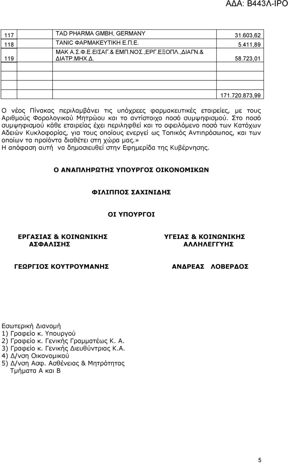 Στο ποσό συμψηφισμού κάθε εταιρείας έχει περιληφθεί και το οφειλόμενο ποσό των Κατόχων Αδειών Κυκλοφορίας, για τους οποίους ενεργεί ως Τοπικός Αντιπρόσωπος, και των οποίων τα προϊόντα διαθέτει στη