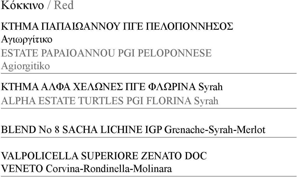 Syrah ALPHA ESTATE TURTLES PGI FLORINA Syrah BLEND No 8 SACHA LICHINE IGP