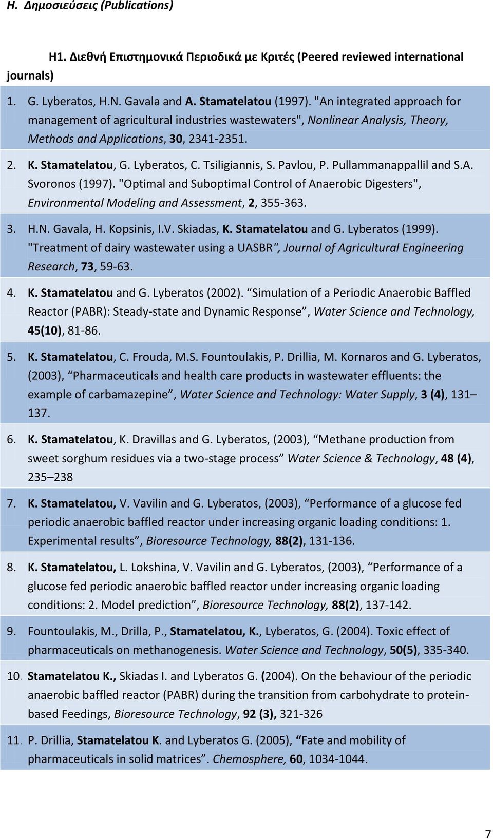 Tsiligiannis, S. Pavlou, P. Pullammanappallil and S.A. Svoronos (1997). "Optimal and Suboptimal Control of Anaerobic Digesters", Environmental Modeling and Assessment, 2, 355-363. 3. H.N. Gavala, H.