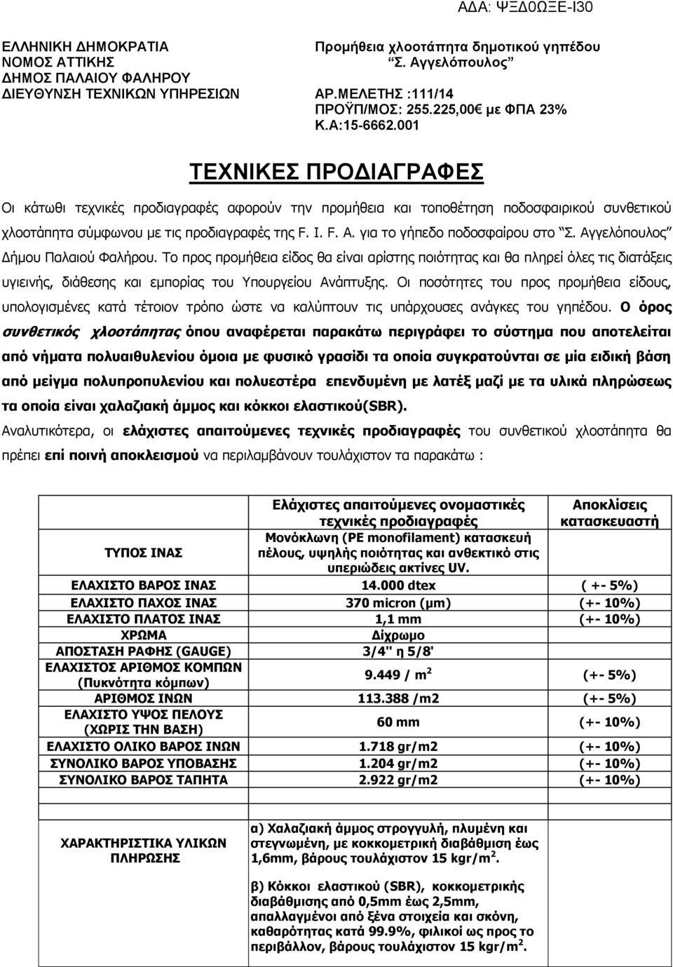 για το γήπεδο ποδοσφαίρου στο Σ. Αγγελόπουλος Δήμου Παλαιού Φαλήρου.