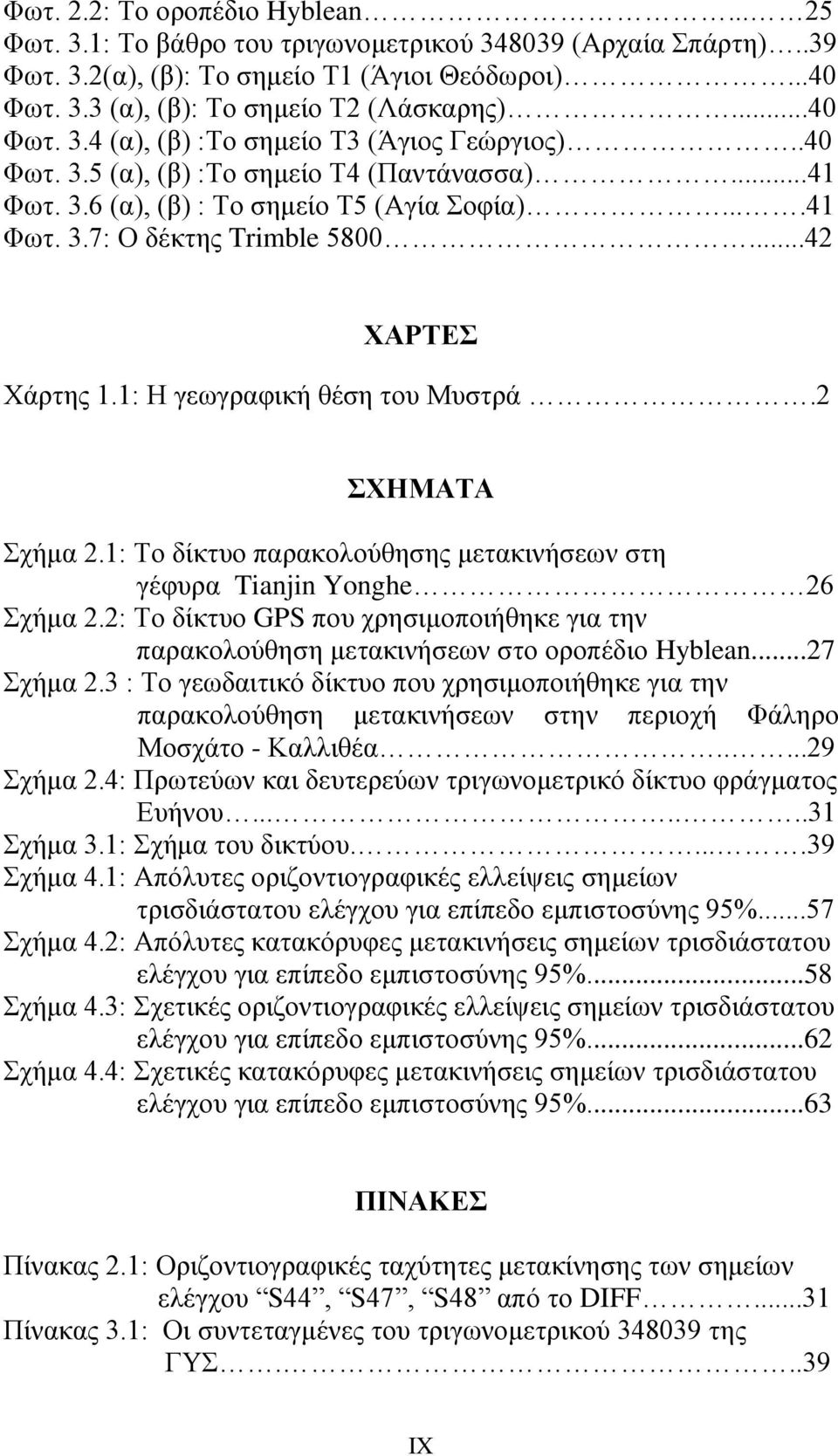 ..42 ΧΑΡΤΕΣ Χάρτης 1.1: Η γεωγραφική θέση του Μυστρά.2 ΣΧΗΜΑΤΑ Σχήμα 2.1: Το δίκτυο παρακολούθησης μετακινήσεων στη γέφυρα Tianjin Yonghe 26 Σχήμα 2.