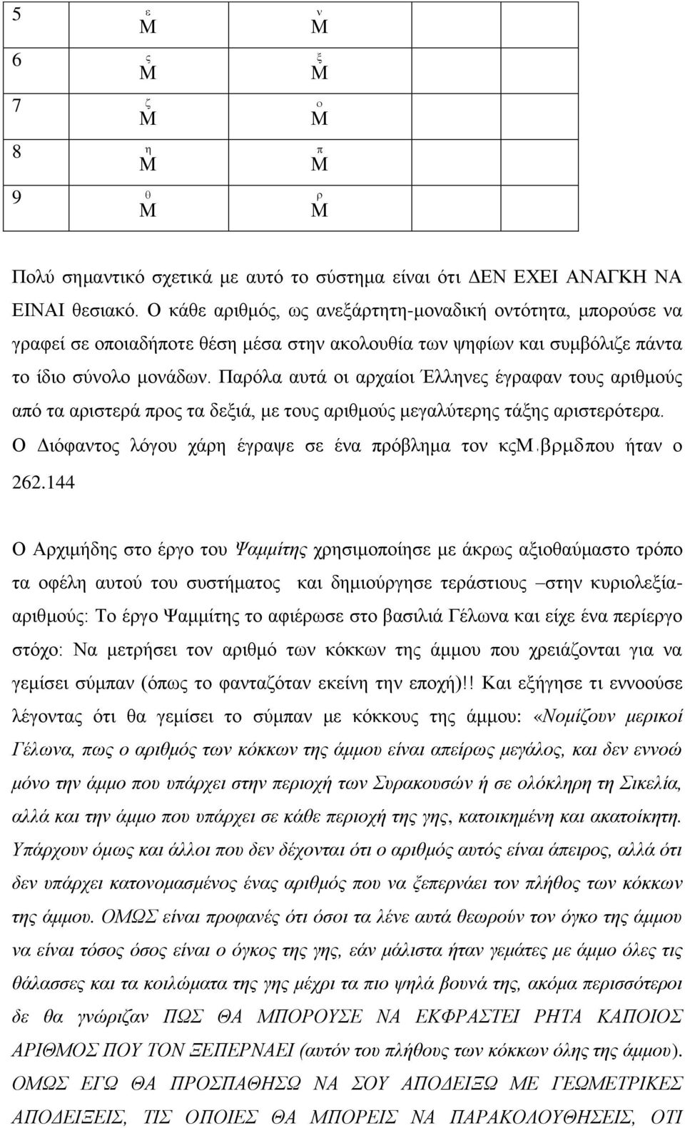 Παξόια απηά νη αξραίνη Έιιελεο έγξαθαλ ηνπο αξηζκνύο από ηα αξηζηεξά πξνο ηα δεμηά, κε ηνπο αξηζκνύο κεγαιύηεξεο ηάμεο αξηζηεξόηεξα.