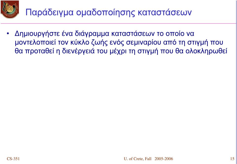 σεμιναρίου από τη στιγμή που θα προταθεί η διενέργειά του