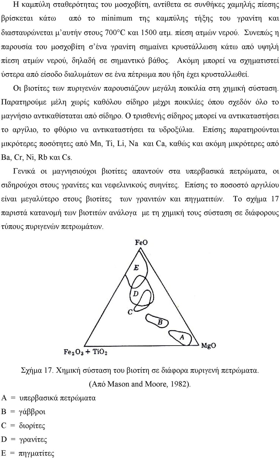 Ακόμη μπορεί να σχηματιστεί ύστερα από είσοδο διαλυμάτων σε ένα πέτρωμα που ήδη έχει κρυσταλλωθεί. Οι βιοτίτες των πυριγενών παρουσιάζουν μεγάλη ποικιλία στη χημική σύσταση.