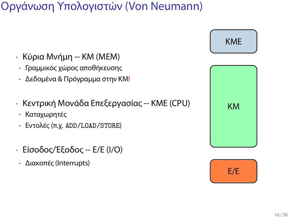 Κεντρική Μονάδα Επεξεργασίας -- ΚΜΕ (CPU) - Καταχωρητές - Εντολές (πχ