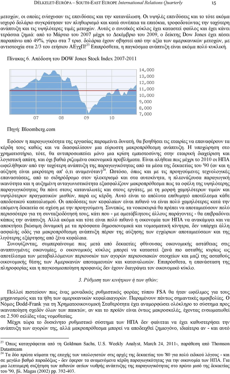 Αυτός ο ευνοϊκός κύκλος έχει καταστεί φαύλος και έχει κάνει τεράστια ζηµιά: από το Μάρτιο του 2007 µέχρι το εκέµβριο του 2009, ο δείκτης Dow Jones έχει πέσει παραπάνω από 49%, γύρω στα 7 τρισ.