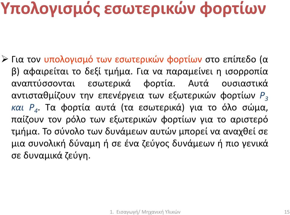 Αυτά ουσιαστικά αντισταθμίζουν την επενέργεια των εξωτερικών φορτίων P 3 και P 4.