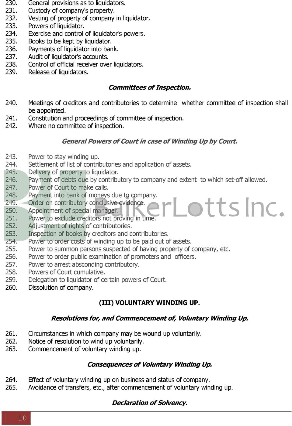 Control of official receiver over liquidators. 239. Release of liquidators. 10 Committees of Inspection. 240.