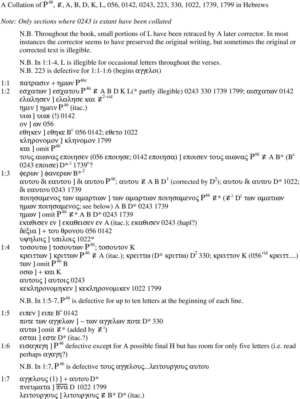 In 1:1-4, L is illegible for occasional letters throughout the verses. N.B.