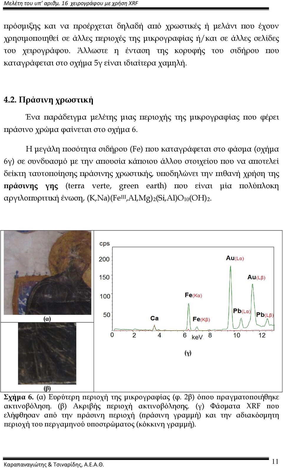 Πράσινη χρωστική Ένα ϖαράδειγµα µελέτης µιας ϖεριοχής της µικρογραφίας ϖου φέρει ϖράσινο χρώµα φαίνεται στο σχήµα 6.