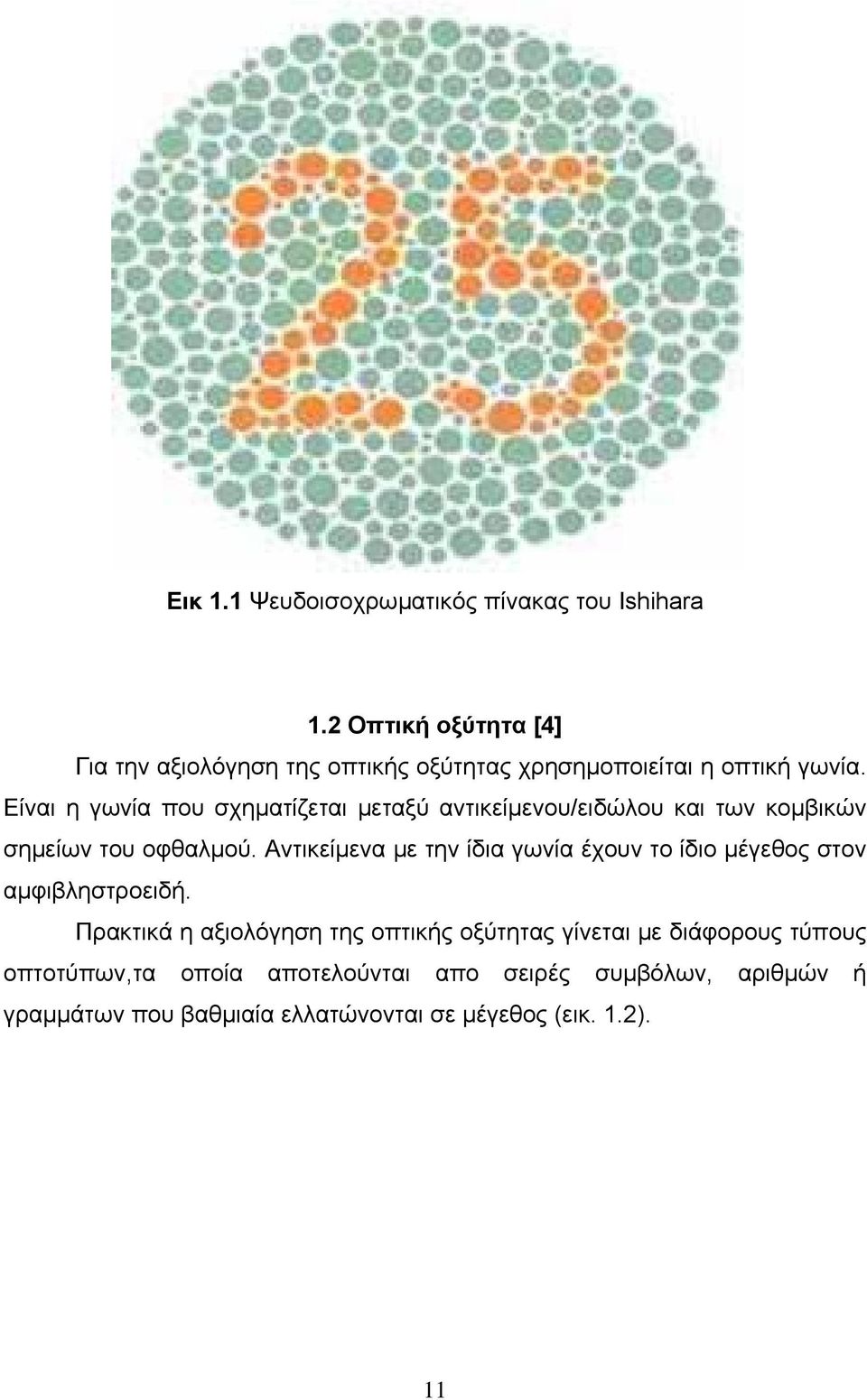 Είναι η γωνία που σχηματίζεται μεταξύ αντικείμενου/ειδώλου και των κομβικών σημείων του οφθαλμού.