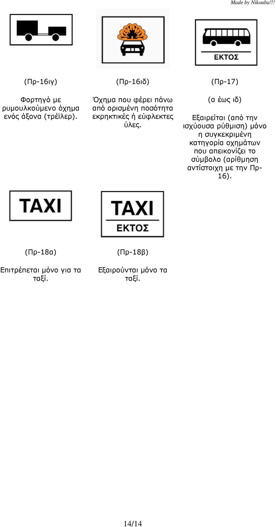 (Πρ-17) (α έως ιδ) Εξαιρείται (από την ισχύουσα ρύθµιση) µόνο η συγκεκριµένη κατηγορία οχηµάτων