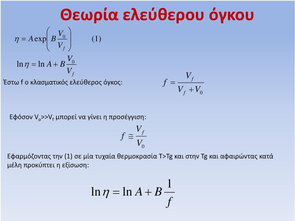 γίνει η προσέγγιση: f V f V 0 Εφαρμόζοντας την (1) σε μία τυχαία