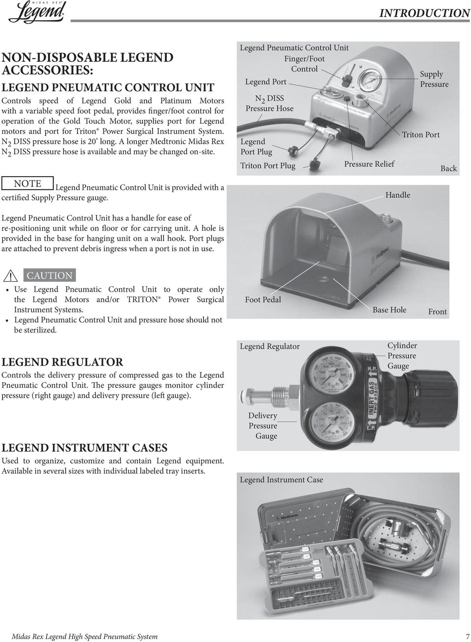 A longer Medtronic Midas Rex N 2 DISS pressure hose is available and may be changed on-site.