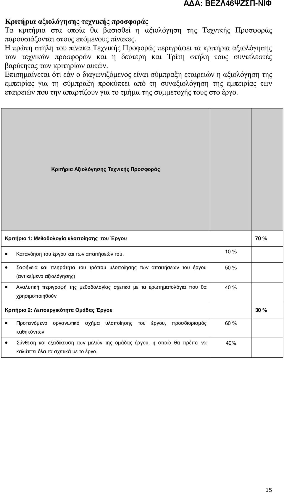 Επισηµαίνεται ότι εάν ο διαγωνιζόµενος είναι σύµπραξη εταιρειών η αξιολόγηση της εµπειρίας για τη σύµπραξη προκύπτει από τη συναξιολόγηση της εµπειρίας των εταιρειών που την απαρτίζουν για το τµήµα