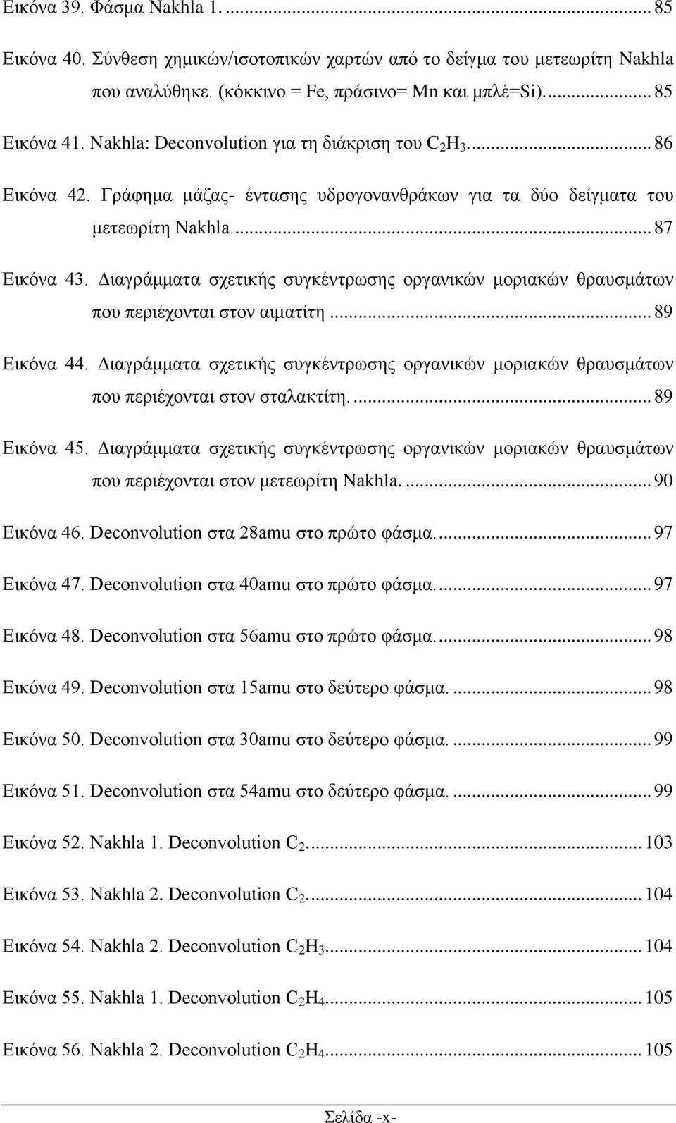 Διαγράμματα σχετικής συγκέντρωσης οργανικών μοριακών θραυσμάτων που περιέχονται στον αιματίτη... 89 Εικόνα 44.