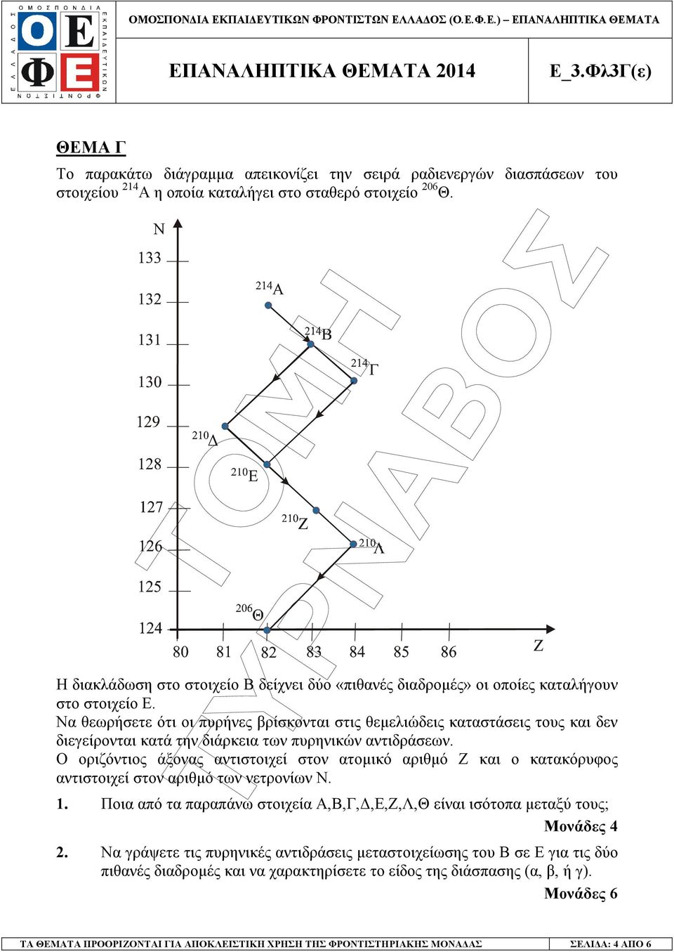 Να θεωρήσετε ότι οι πυρήνες βρίσκονται στις θεµελιώδεις καταστάσεις τους και δεν διεγείρονται κατά την διάρκεια των πυρηνικών αντιδράσεων.