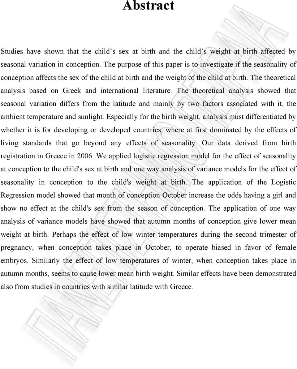 The theoretical analysis based on Greek and international literature.