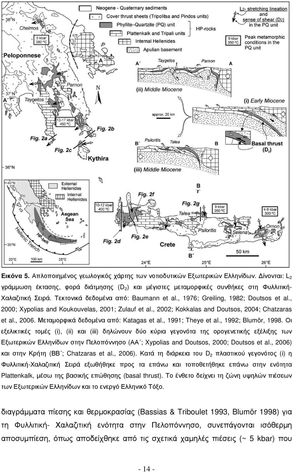 , 2000; Xypolias and Koukouvelas, 2001; Zulauf et al., 2002; Kokkalas and Doutsos, 2004; Chatzaras et al., 2006. Μεταµορφικά δεδοµένα από: Katagas et al., 1991; Theye et al., 1992; Blumör, 1998.