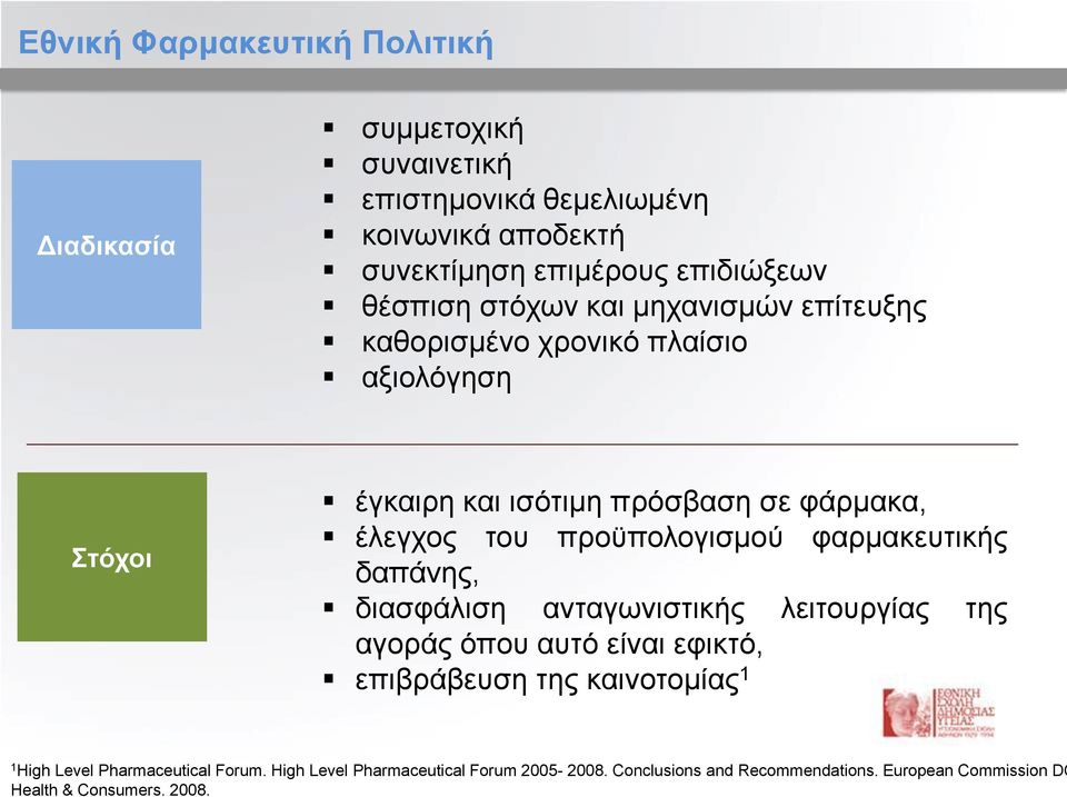 προϋπολογισμού φαρμακευτικής δαπάνης, διασφάλιση ανταγωνιστικής λειτουργίας της αγοράς όπου αυτό είναι εφικτό, επιβράβευση της καινοτομίας 1 1