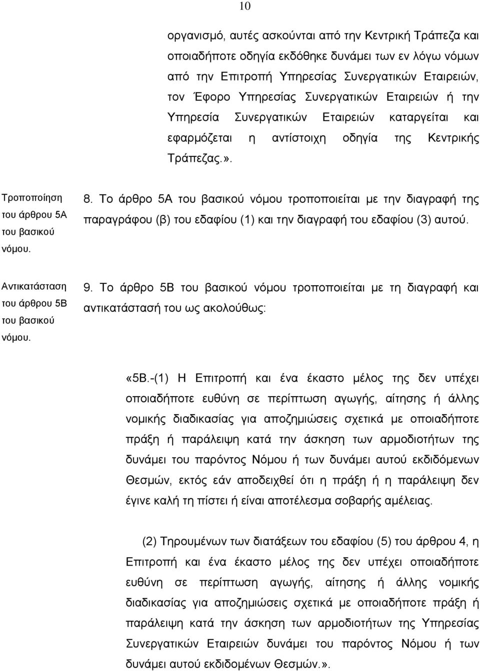 Το άρθρο 5Α νόμου τροποποιείται με την διαγραφή της παραγράφου (β) του εδαφίου (1) και την διαγραφή του εδαφίου (3) αυτού. Αντικατάσταση του άρθρου 5Β 9.