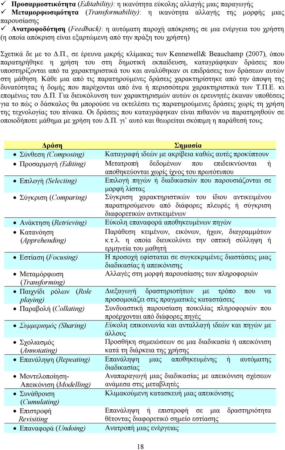 , σε έρευνα μικρής κλίμακας των Kennewell& Beauchamp (2007), όπου παρατηρήθηκε η χρήση του στη δημοτική εκπαίδευση, καταγράφηκαν δράσεις που υποστηρίζονται από τα χαρακτηριστικά του και αναλύθηκαν οι