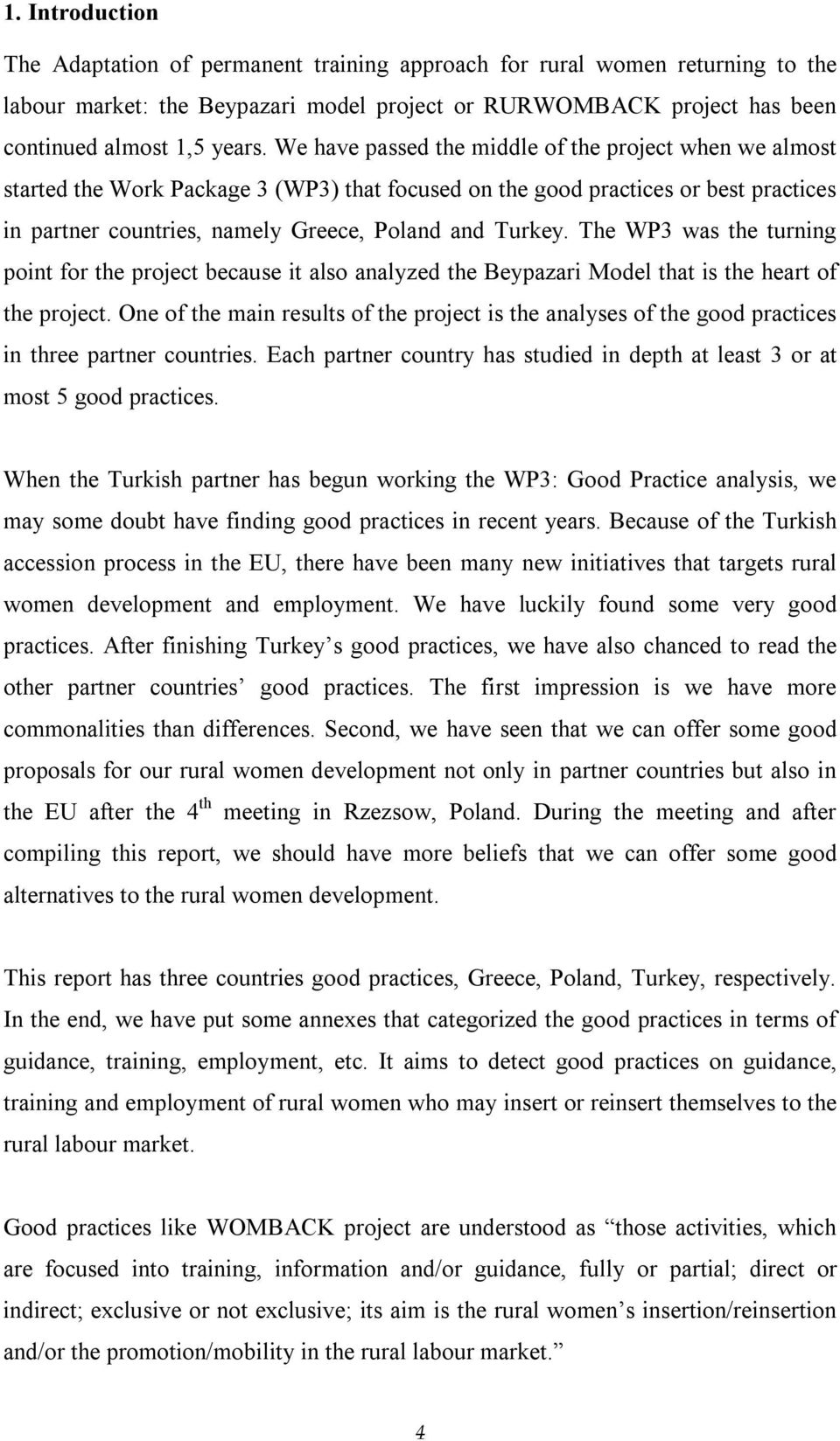 The WP3 was the turning point for the project because it also analyzed the Beypazari Model that is the heart of the project.