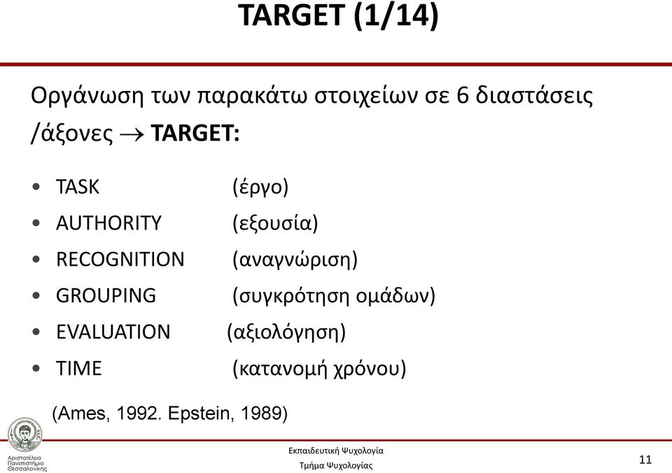 GROUPING EVALUATION TIME (έργο) (εξουσία) (αναγνώριση)