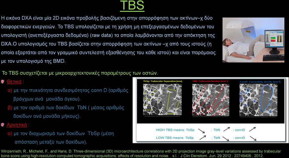 Ο υπολογισμός του TBS βασίζεται στην απορρόφηση των ακτίνων χ από τους ιστούς (η οποία εξαρτάται από τον γραμμικό συντελεστή εξασθένησης του κάθε ιστού) και είναι παρόμοιος με τον υπολογισμό της BMD.