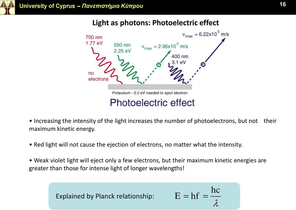 their Red light will not cause the ejection of electrons, no matter what the intensity.