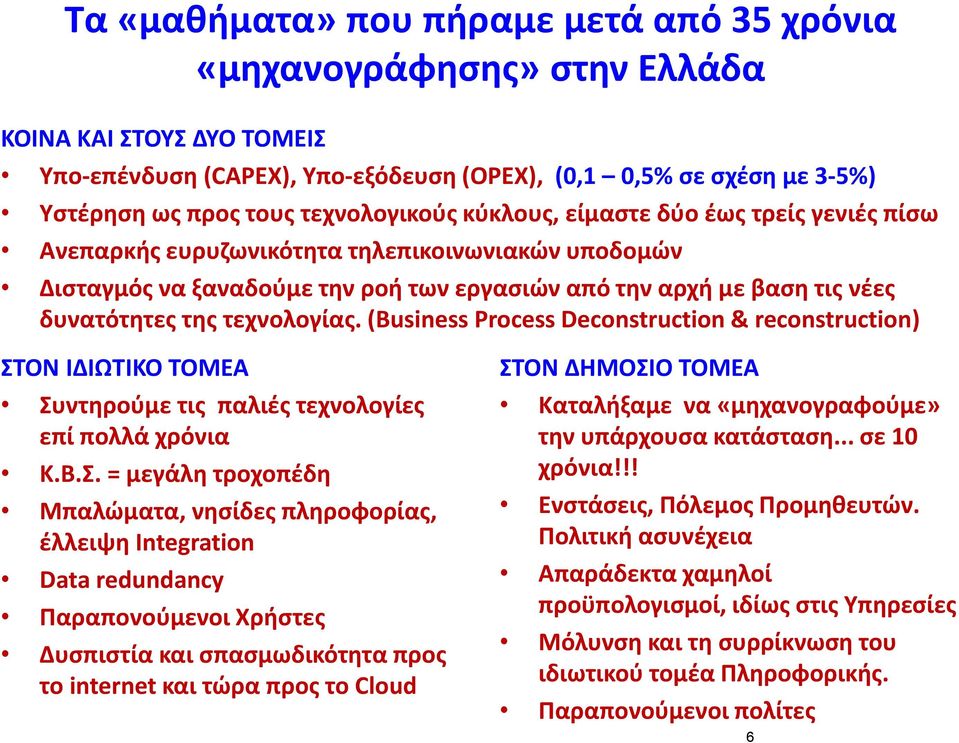 τεχνολογίας. (Business Process Deconstruction & reconstruction) ΣΤ