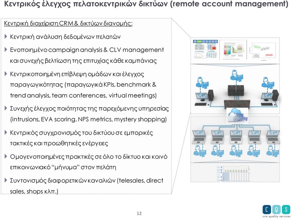 virtual meetings) Συνεχής έλεγχος ποιότητας της παρεχόμενης υπηρεσίας (intrusions, EVA scoring, NPS metrics, mystery shopping) Κεντρικός συγχρονισμός του δικτύου σε εμπορικές τακτικές