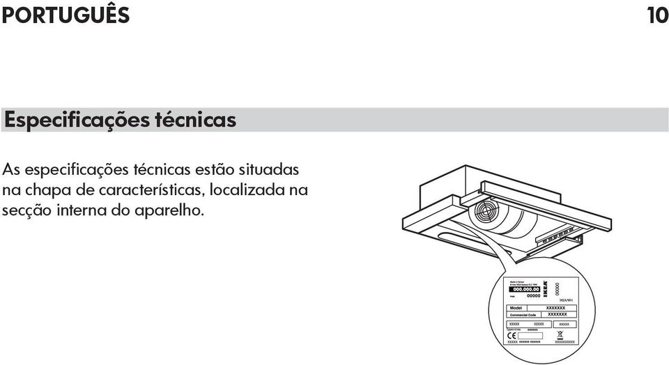 situadas na chapa de características,