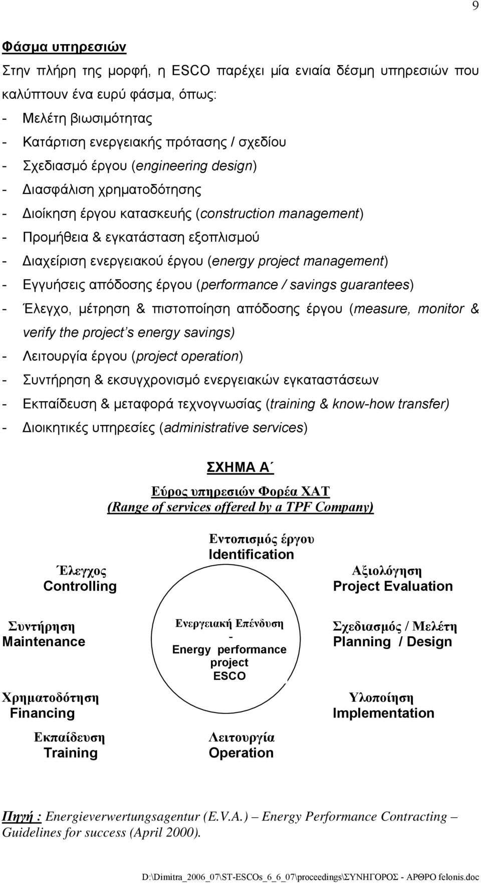 management) - Εγγυήσεις απόδοσης έργου (performance / savings guarantees) - Έλεγχο, μέτρηση & πιστοποίηση απόδοσης έργου (measure, monitor & verify the project s energy savings) - Λειτουργία έργου