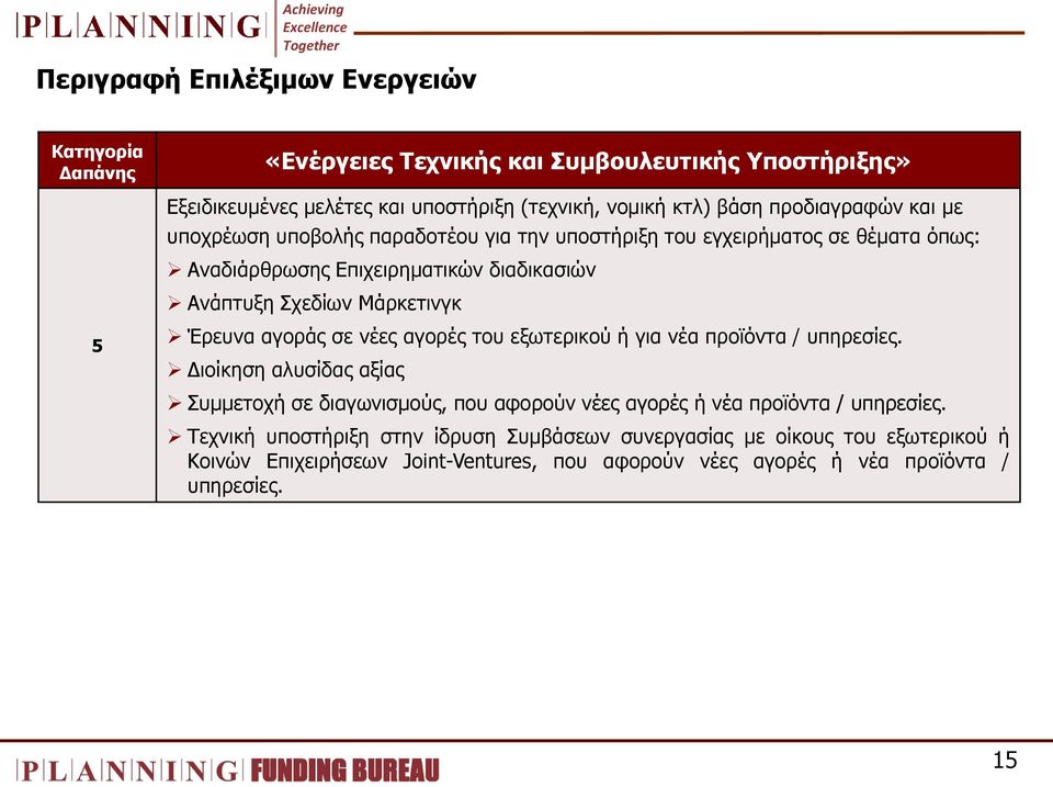 5 Έξεπλα αγνξάο ζε λέεο αγνξέο ηνπ εμσηεξηθνχ ή γηα λέα πξντφληα / ππεξεζίεο.