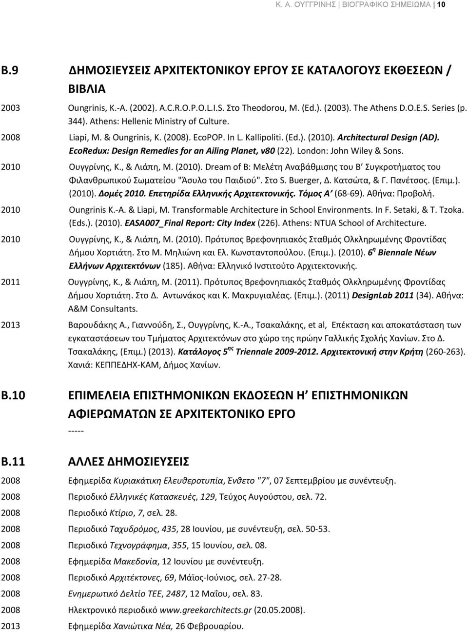 EcoRedux: Design Remedies for an Ailing Planet, v80 (22). London: John Wiley & Sons. 2010 Ουγγρίνθσ, Κ., & Λιάπθ, Μ. (2010).