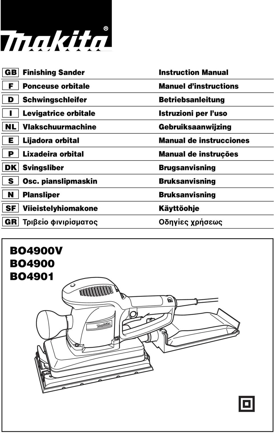 instrucciones P Lixadeira orbital Manual de instruções DK Svingsliber Brugsanvisning S Osc.