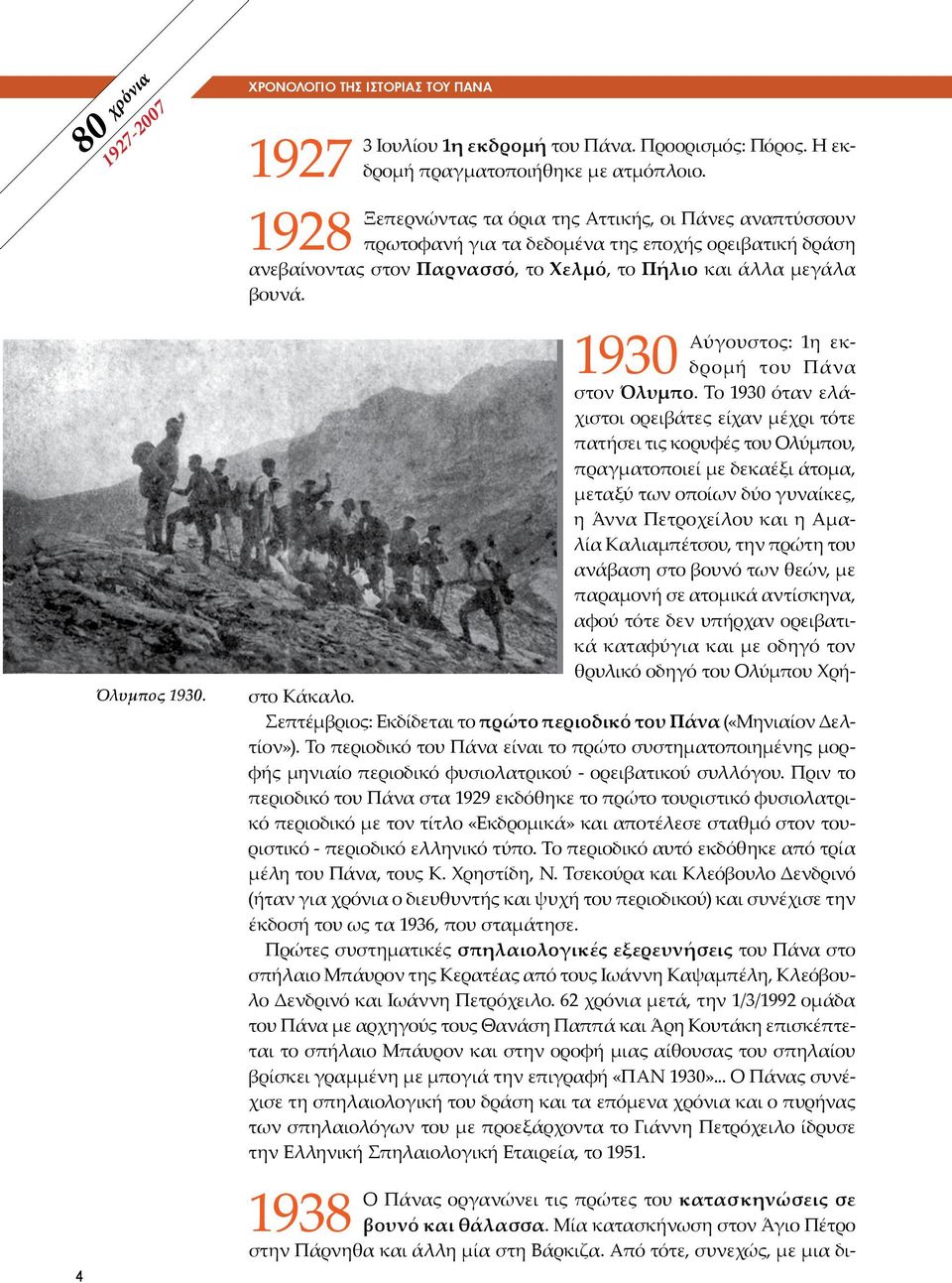 1930 Αύγουστος: 1η εκδρομή του Πάνα στον Όλυμπο.