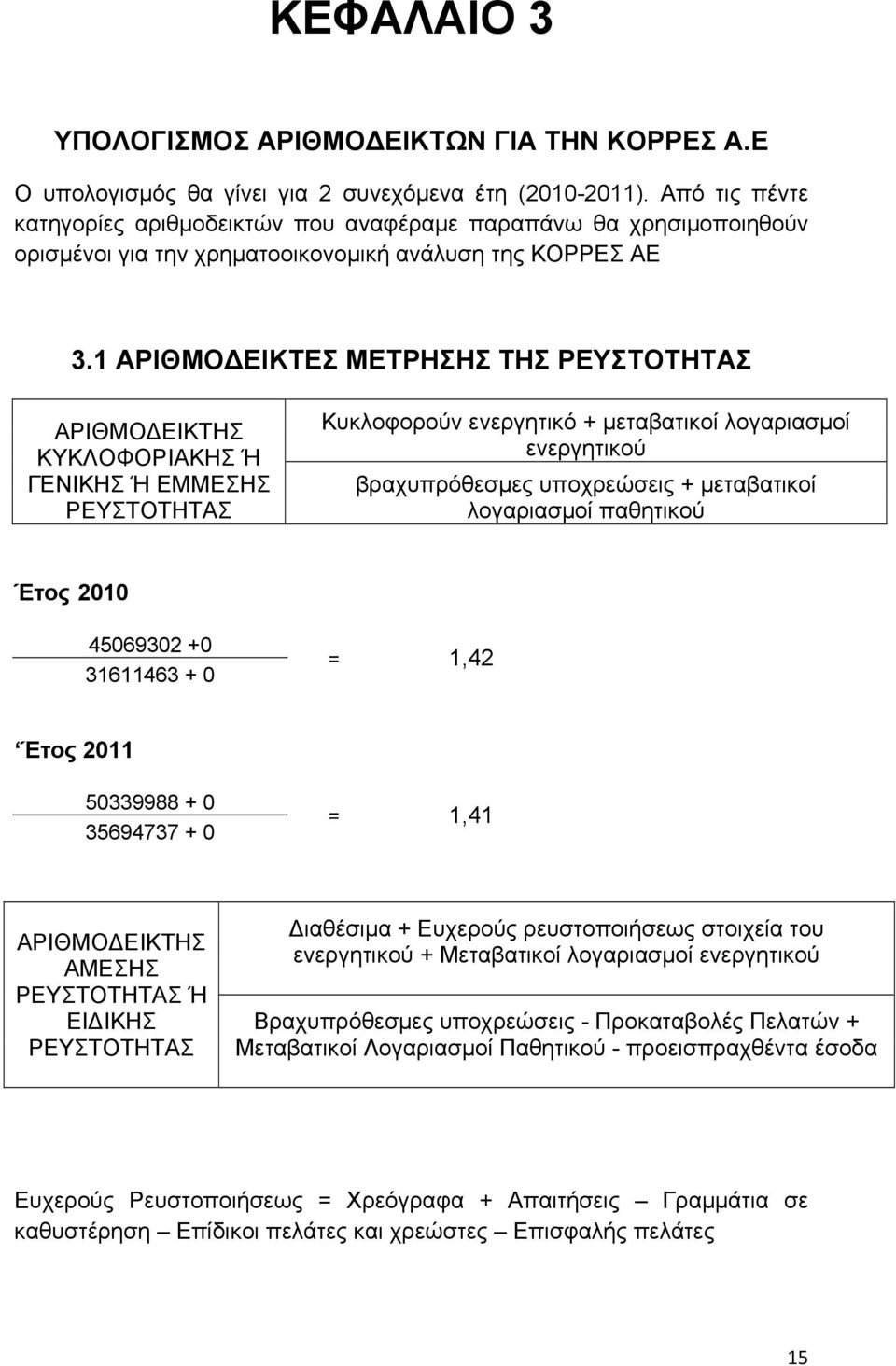 1 ΑΡΙΘΜΟΔΕΙΚΤΕΣ ΜΕΤΡΗΣΗΣ ΤΗΣ ΡΕΥΣΤΟΤΗΤΑΣ ΑΡΙΘΜΟΔΕΙΚΤΗΣ ΚΥΚΛΟΦΟΡΙΑΚΗΣ Ή ΓΕΝΙΚΗΣ Ή ΕΜΜΕΣΗΣ ΡΕΥΣΤΟΤΗΤΑΣ Κυκλοφορούν ενεργητικό + μεταβατικοί λογαριασμοί ενεργητικού βραχυπρόθεσμες υποχρεώσεις +