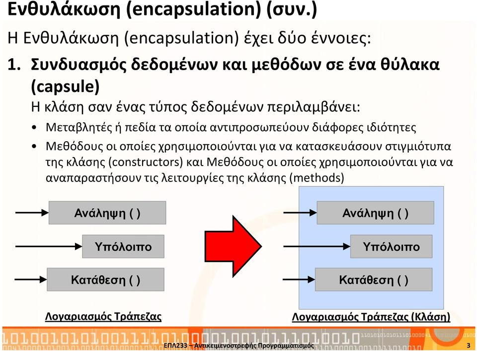 διάφορες ιδιότητες Μεθόδους οι οποίες χρησιμοποιούνται για να κατασκευάσουν στιγμιότυπα της κλάσης (constructors)και Μεθόδους οι οποίες