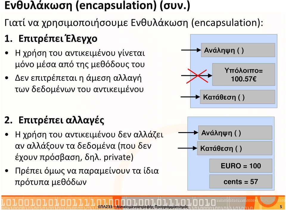 αντικειμένου Ανάληψη ( ) Υπόλοιπο= 100.57 Κατάθεση ( ) 2.