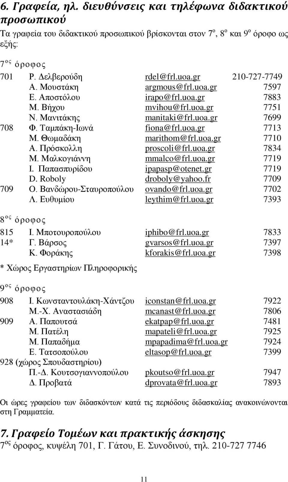 Θσκαδάθε marithom@frl.uoa.gr 7710 Α. Πξφζθνιιε proscoli@frl.uoa.gr 7834 Μ. Μαιθνγηάλλε mmalco@frl.uoa.gr 7719 I. Παπαζππξίδνπ ipapasp@otenet.gr 7719 D. Roboly droboly@yahoo.fr 7709 709 O.