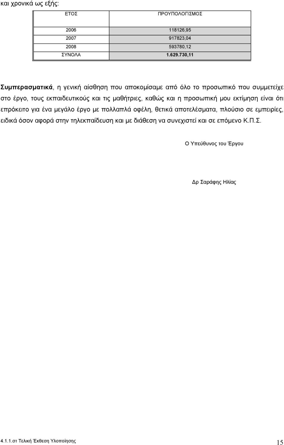 τις μαθήτριες, καθώς και η προσωπική μου εκτίμηση είναι ότι επρόκειτο για ένα μεγάλο έργο με πολλαπλά οφέλη, θετικά